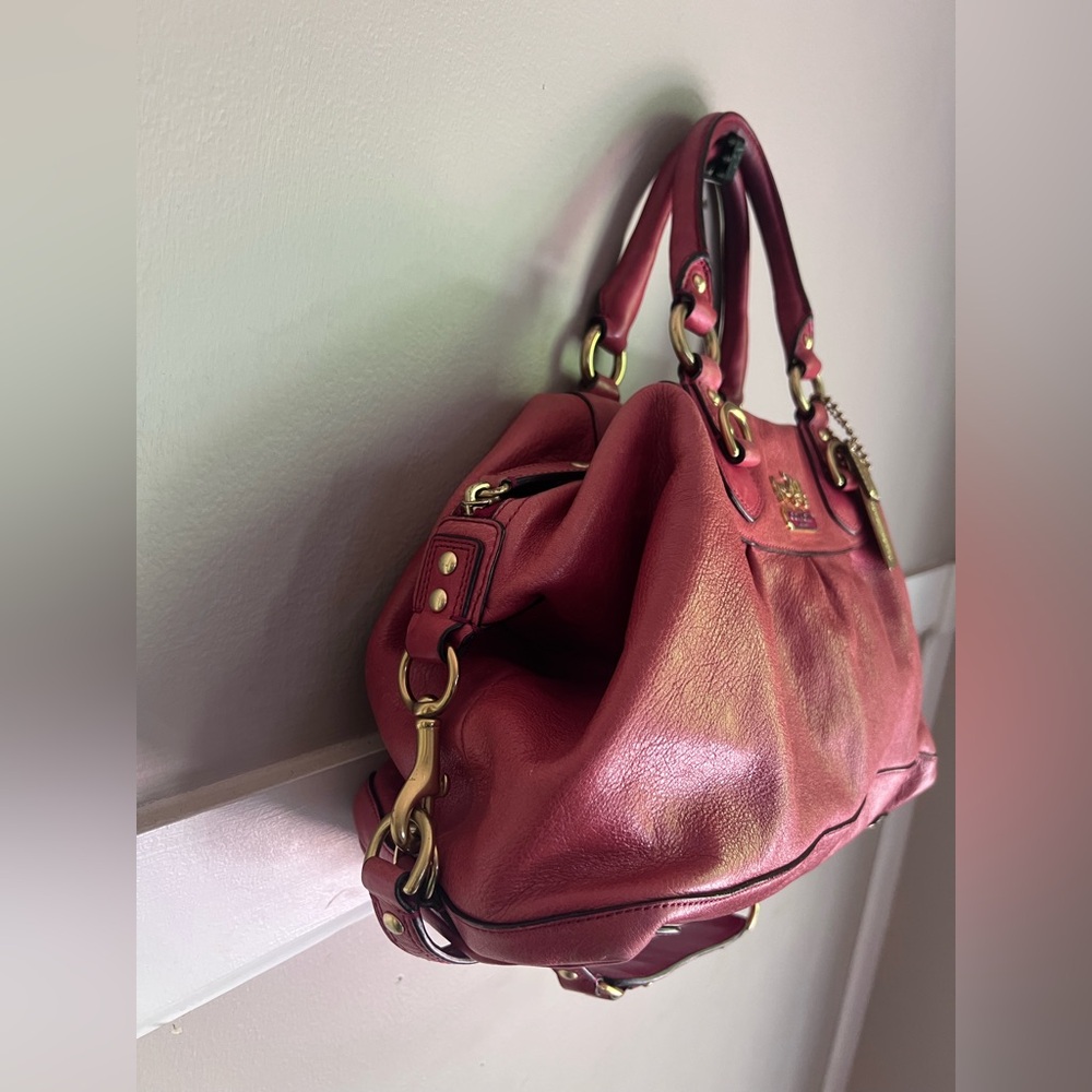 Coach Pink Leather Satchel with Gold Hardware - Picture 3 of 8
